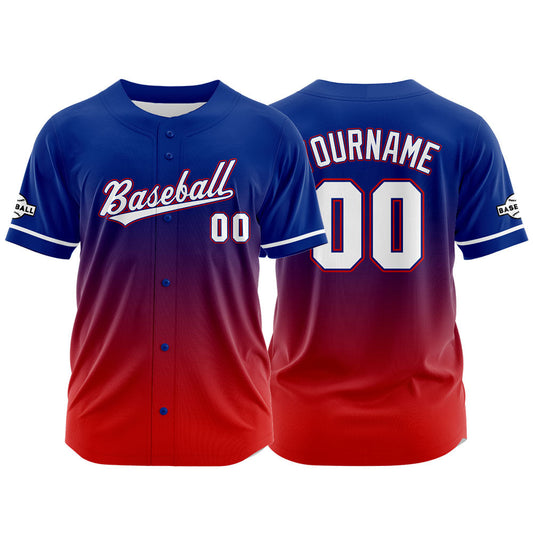 Custom Full Print Design Baseball Jersey red-blue