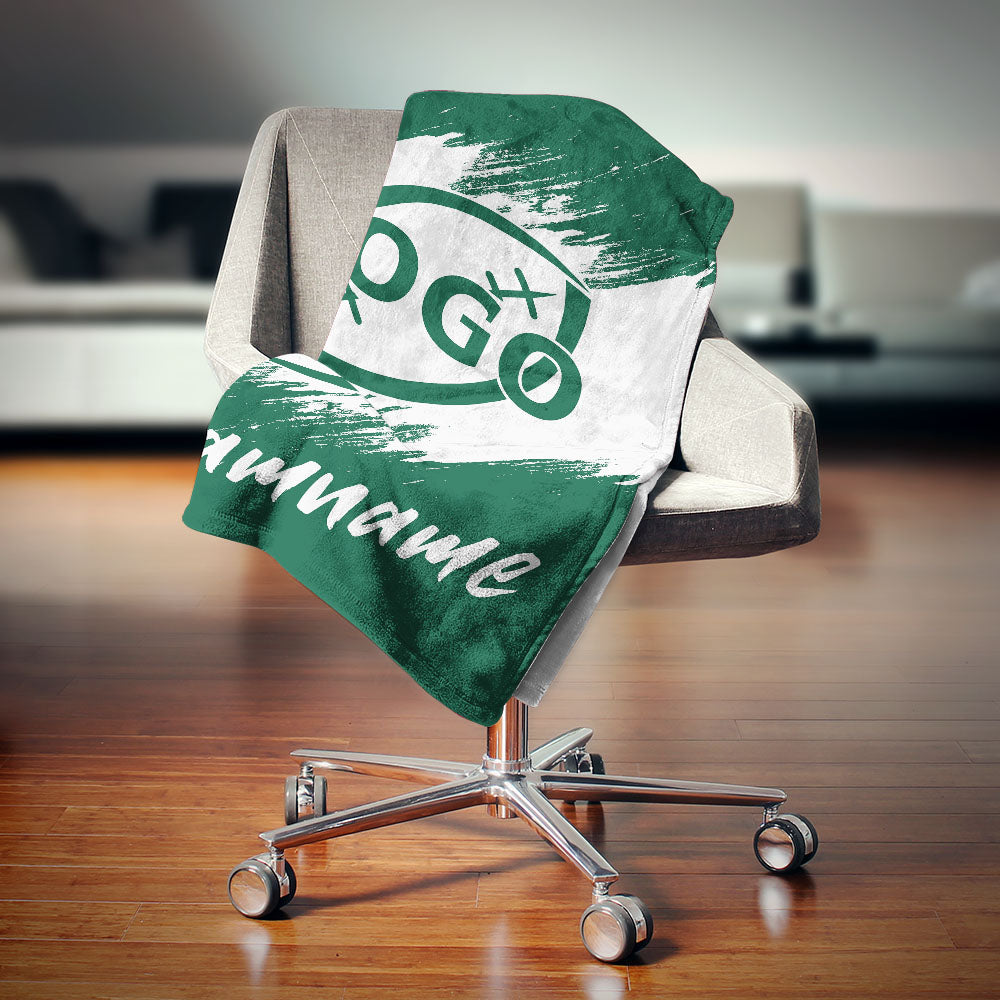 custom ultra-soft micro fleece blanket green-white