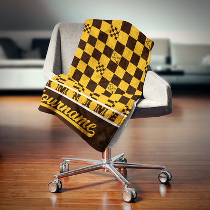 custom ultra-soft micro fleece blanket brown-yellow