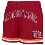 custom red-white-black-orange authentic throwback basketball shorts