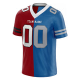 custom authentic split fashion football jersey red-blue mesh