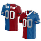 custom authentic split fashion football jersey red-blue mesh