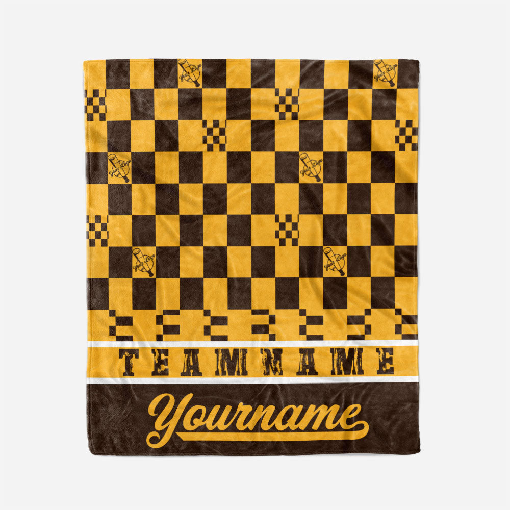 custom ultra-soft micro fleece blanket brown-yellow