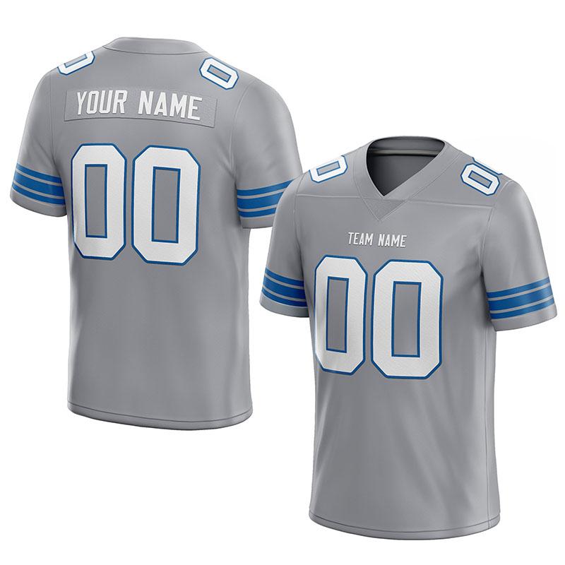 custom authentic football jersey gray-blue mesh