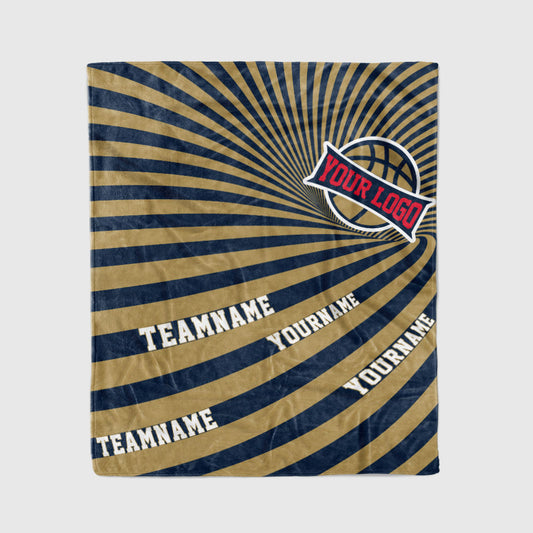 custom ultra-soft micro fleece blanket navy-gold