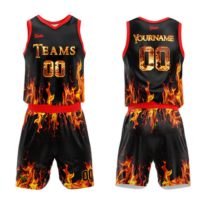 custom flame basketball suit for adults and kids  personalized jersey