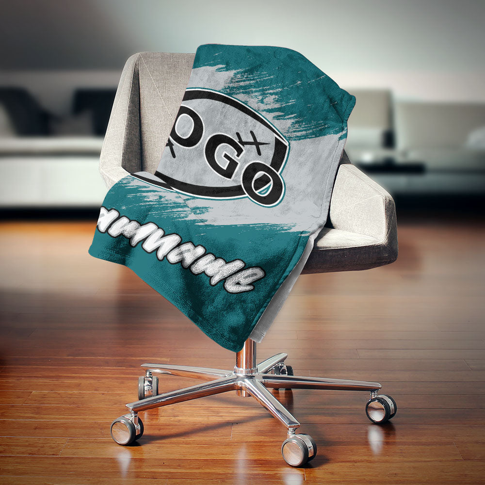 custom ultra-soft micro fleece blanket midnight green-gray