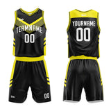 custom dot basketball suit for adults and kids  personalized jersey black-yellow