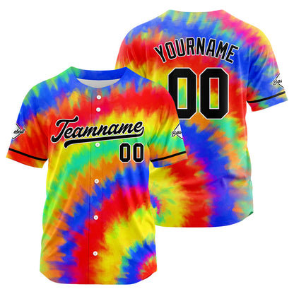 Custom Full Print Design Baseball Jersey blue-red-green-yellow