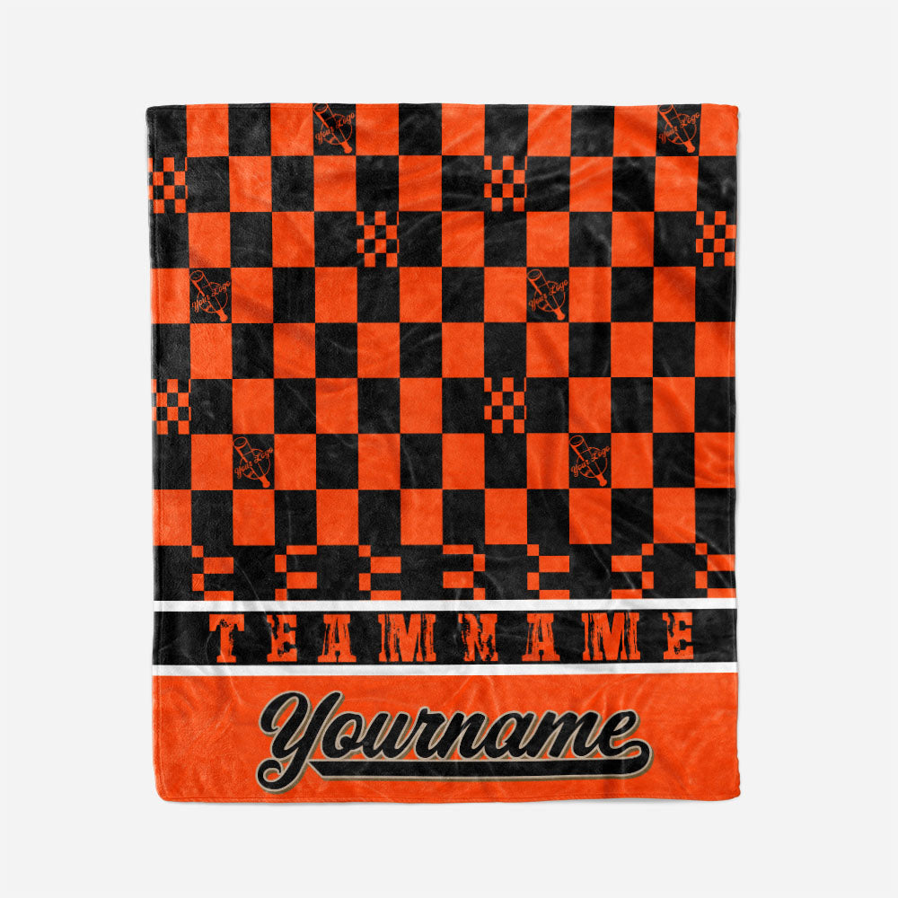 custom ultra-soft micro fleece blanket orange-black