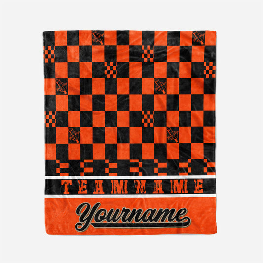custom ultra-soft micro fleece blanket orange-black