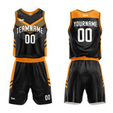 custom dot basketball suit for adults and kids  personalized jersey black-orange