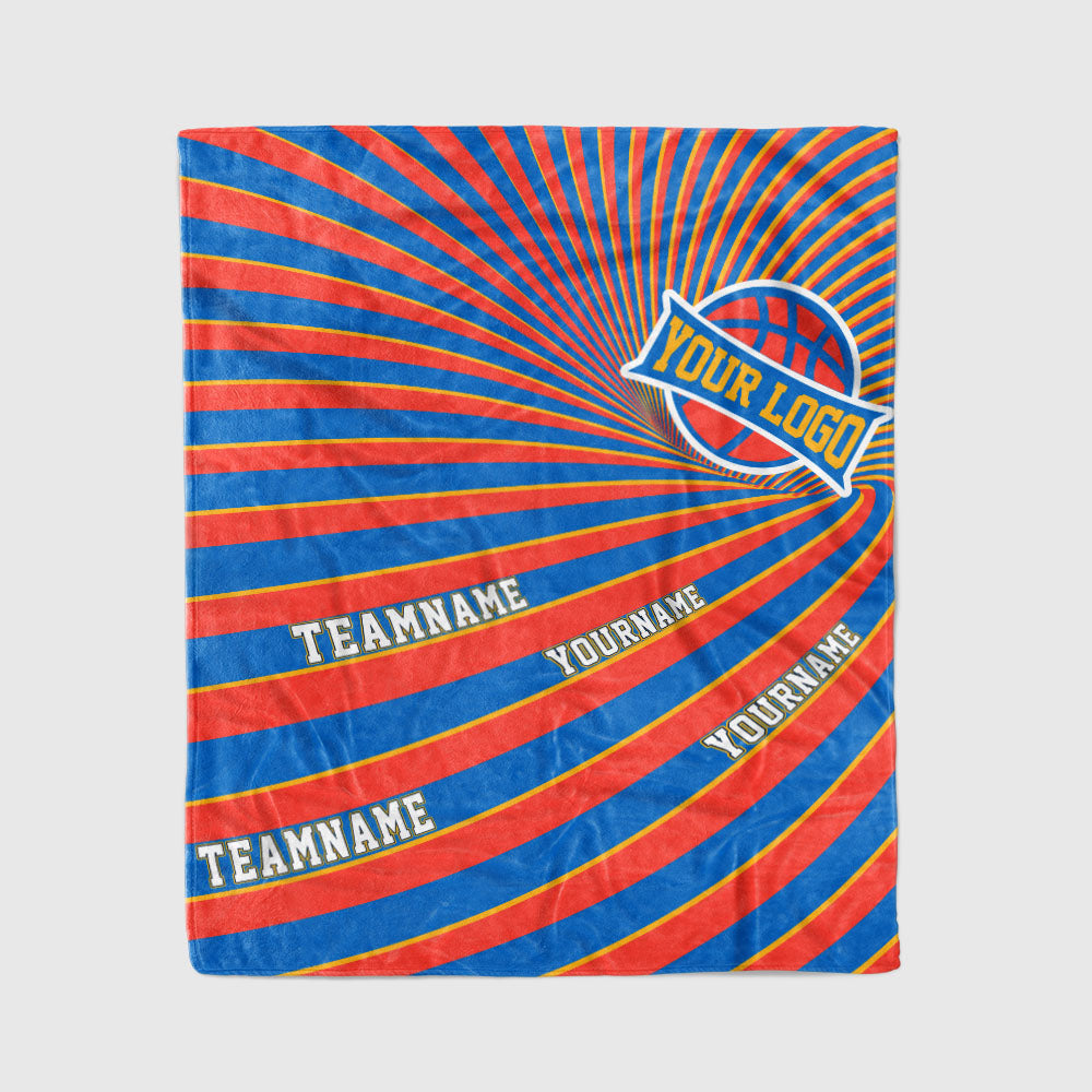 custom ultra-soft micro fleece blanket blue-red