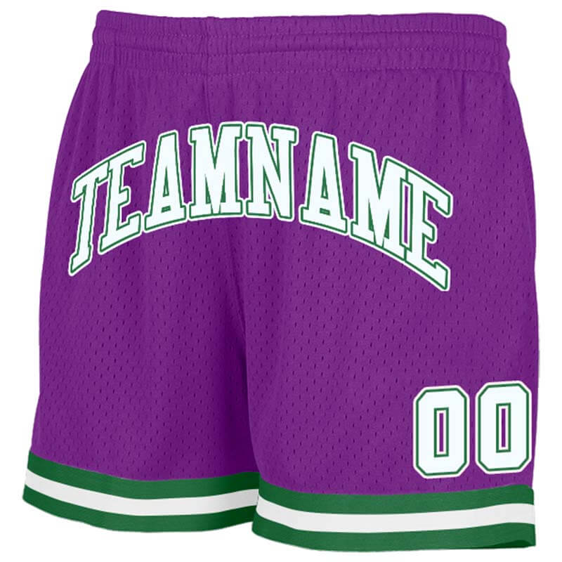 custom kelly green-white-red authentic throwback basketball shorts