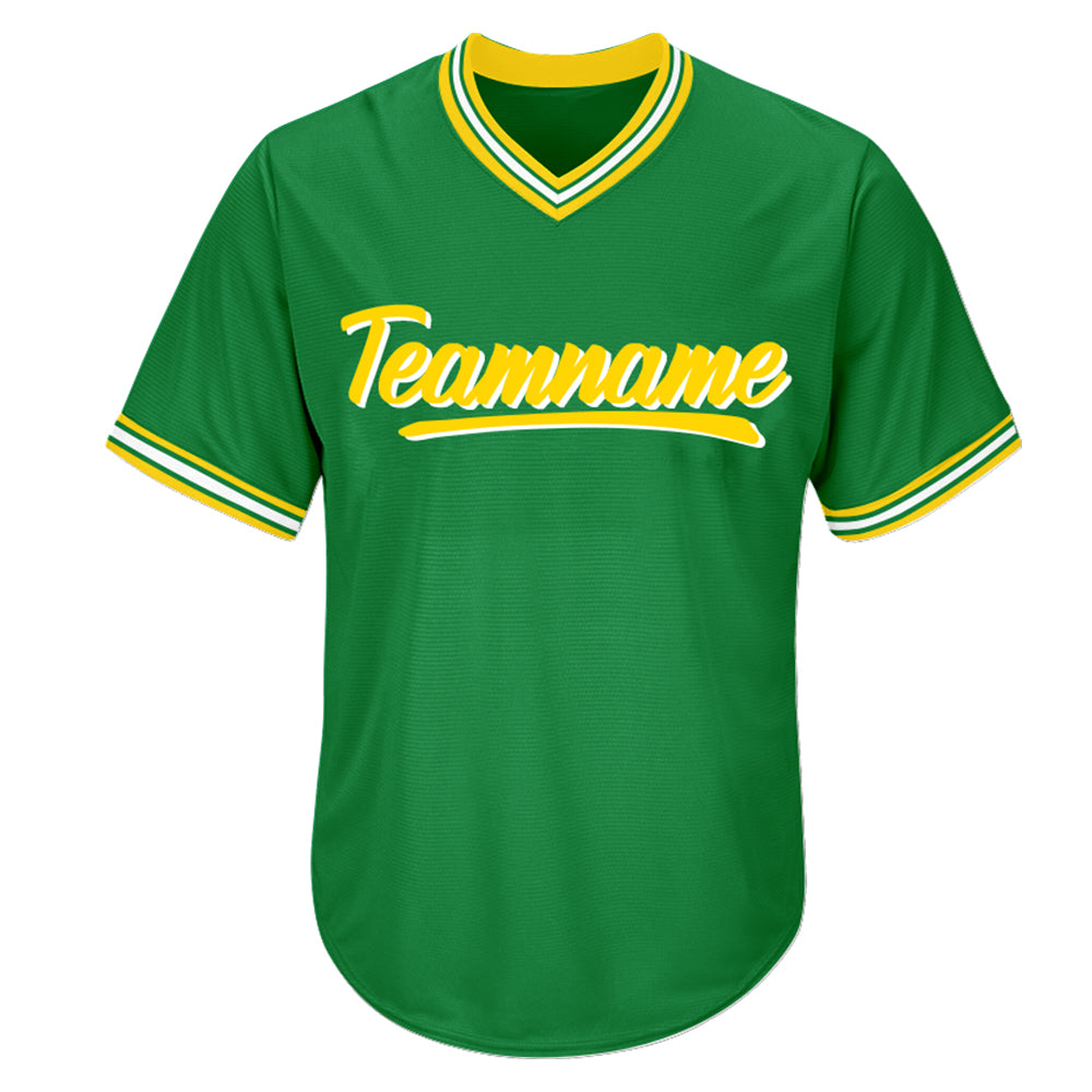 custom baseball jersey shirt kelly green-yellow