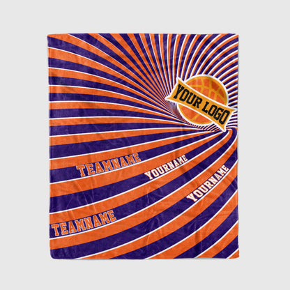 custom ultra-soft micro fleece blanket purple-orange