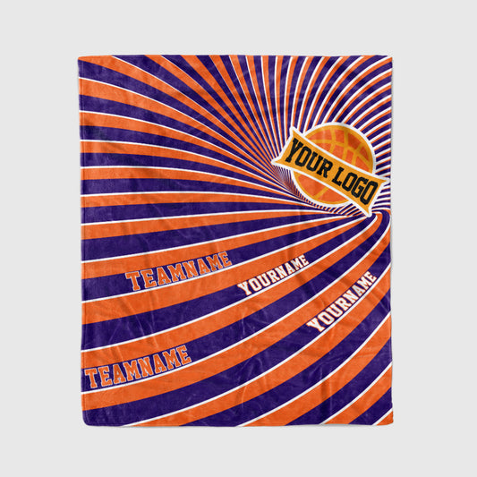 custom ultra-soft micro fleece blanket purple-orange