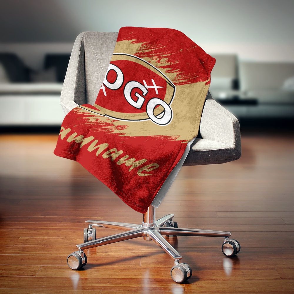custom ultra-soft micro fleece blanket red-gold