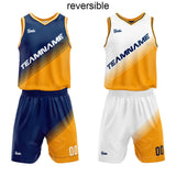 custom reversible basketball suit for adults and kids  personalized jersey yellow