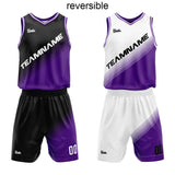 custom reversible basketball suit for adults and kids  personalized jersey purple