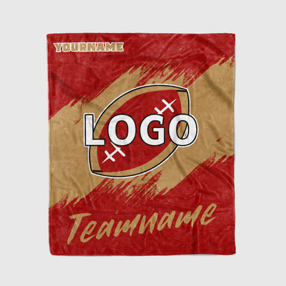 custom ultra-soft micro fleece blanket red-gold