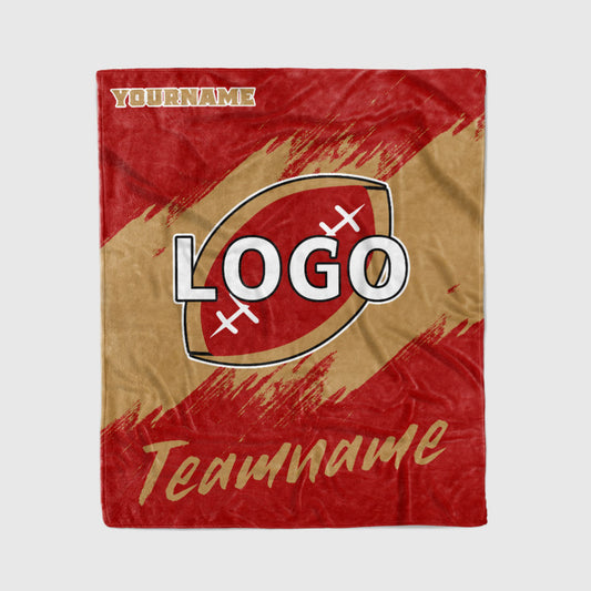 custom ultra-soft micro fleece blanket red-gold