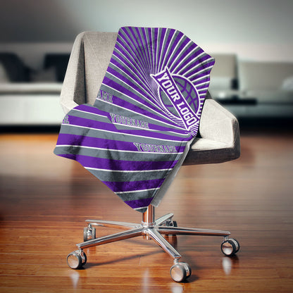 custom ultra-soft micro fleece blanket purple-gray