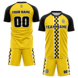 custom soccer set jersey kids adults personalized soccer yellow-black