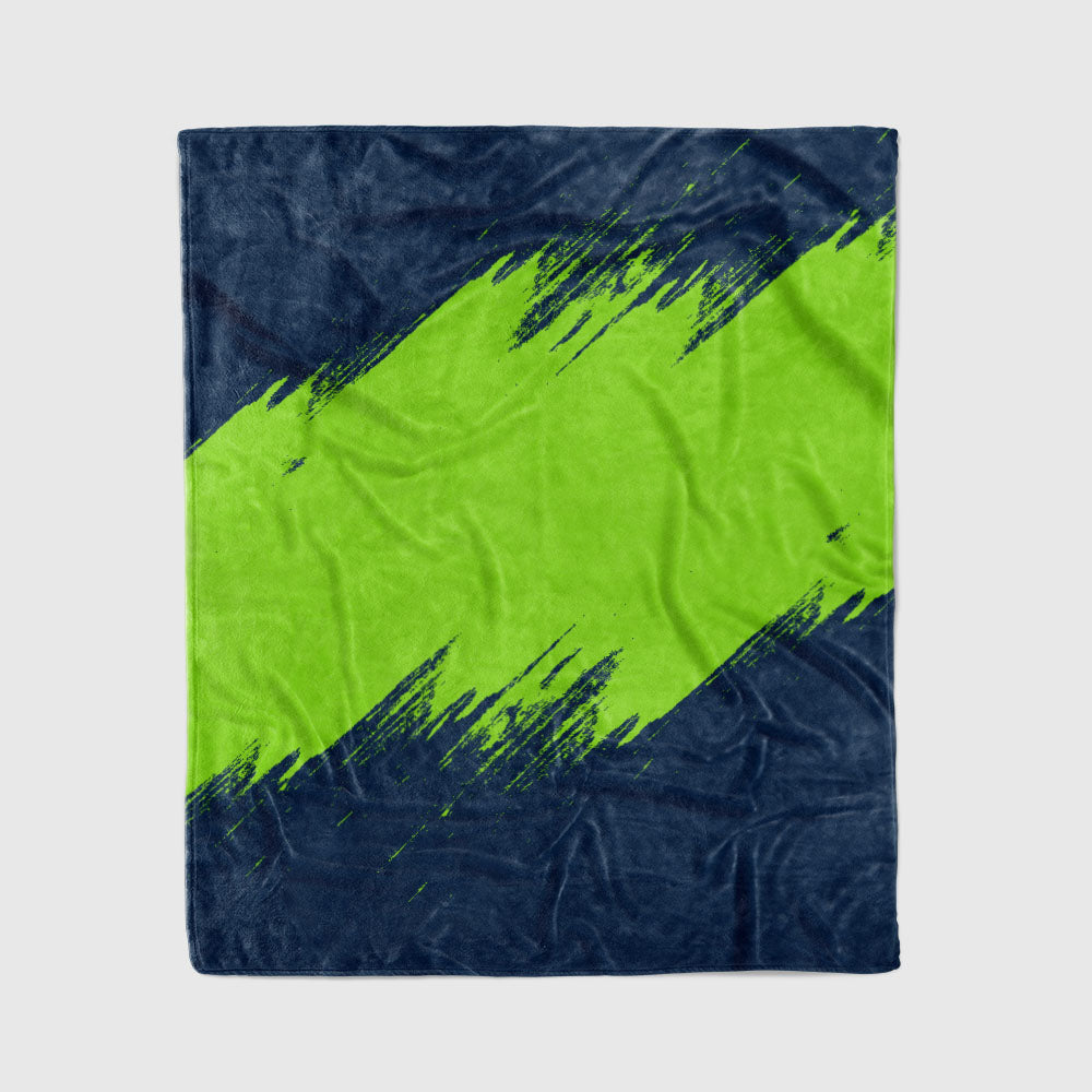 custom ultra-soft micro fleece blanket navy-neon green