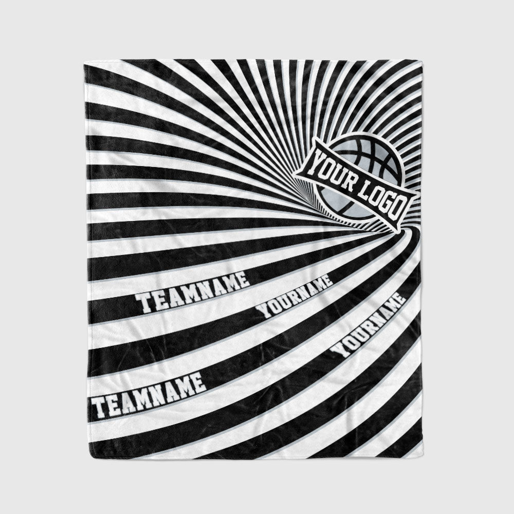 custom ultra-soft micro fleece blanket black-white