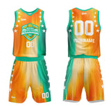 custom streamline basketball suit for adults and kids  personalized jersey orange-green