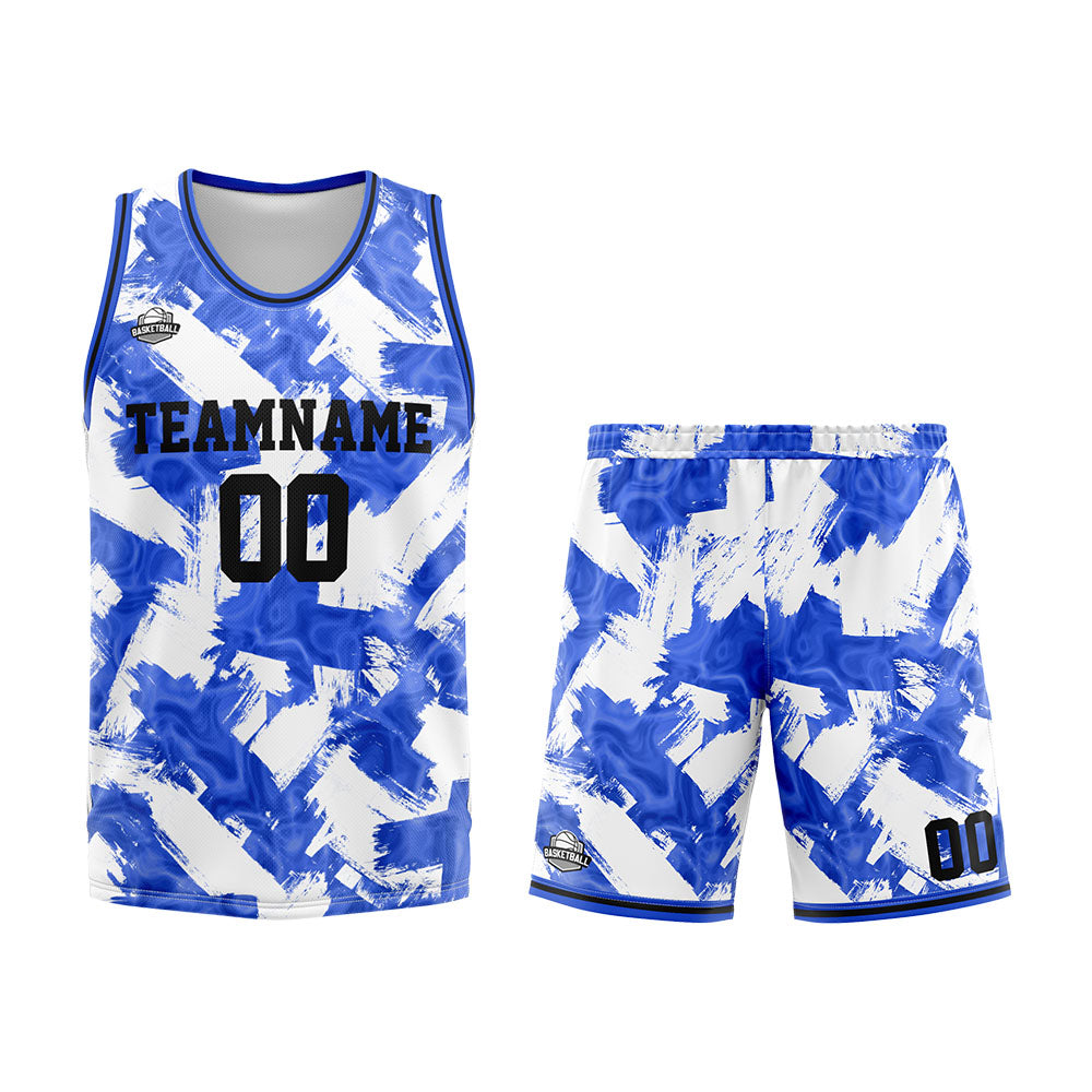 Custom Basketball Jersey Uniform Suit Printed Your Logo Name Number Blue&White