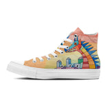 Dino Dreamscape: Unisex Mid-Top Canvas Shoes - Embark on a Journey through an Artful World with Playful Dinosaur Prints for Men and Women
