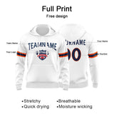 Custom Sweatshirt Hoodie For Men Women Girl Boy Print Your Logo Name Number White&Orange&Navy
