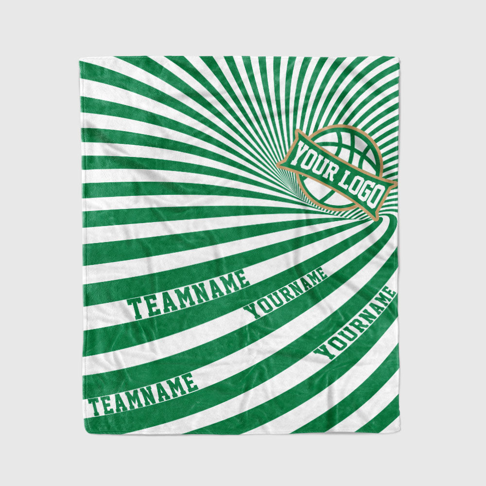 custom ultra-soft micro fleece blanket green-white