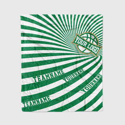 custom ultra-soft micro fleece blanket green-white