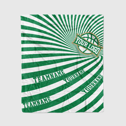 custom ultra-soft micro fleece blanket green-white