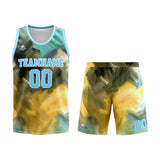 Custom Basketball Jersey Uniform Suit Printed Your Logo Name Number Light Blue&Yellow