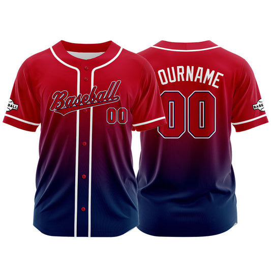 Custom Full Print Design Baseball Jersey navy-red