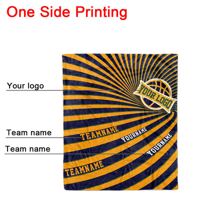 custom ultra-soft micro fleece blanket navy-yellow