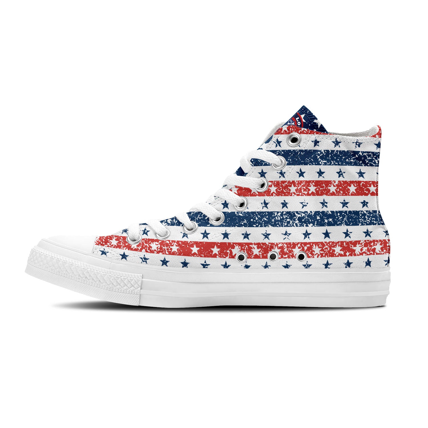 custom high top football canvas shoes white-red-blue