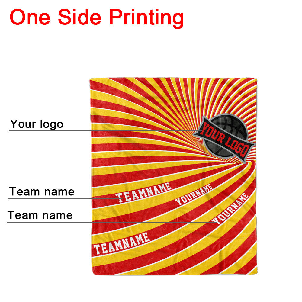 custom ultra-soft micro fleece blanket red-yellow