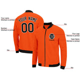 Custom Long Sleeve Windbreaker Jackets Uniform Printed Your Logo Name Number Orange-Black-White