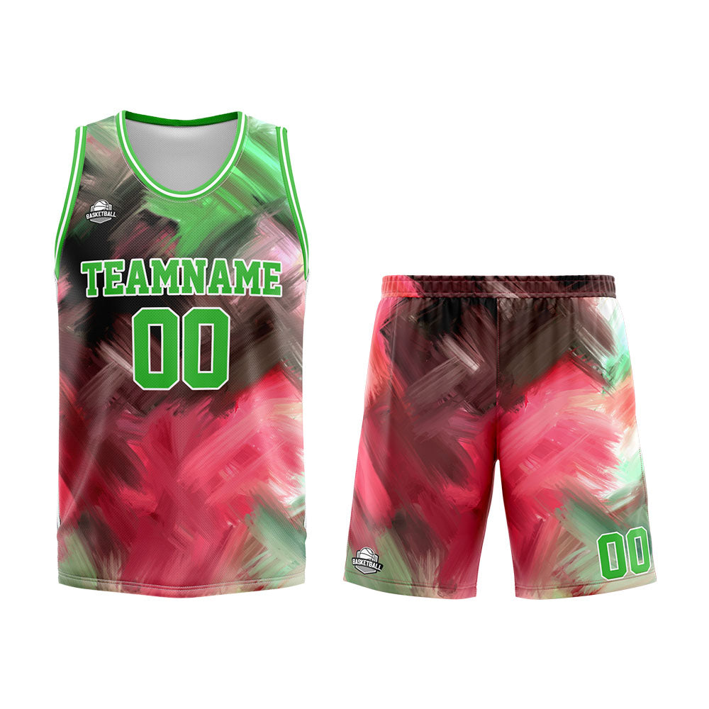 Custom Basketball Jersey Uniform Suit Printed Your Logo Name Number Green&Red