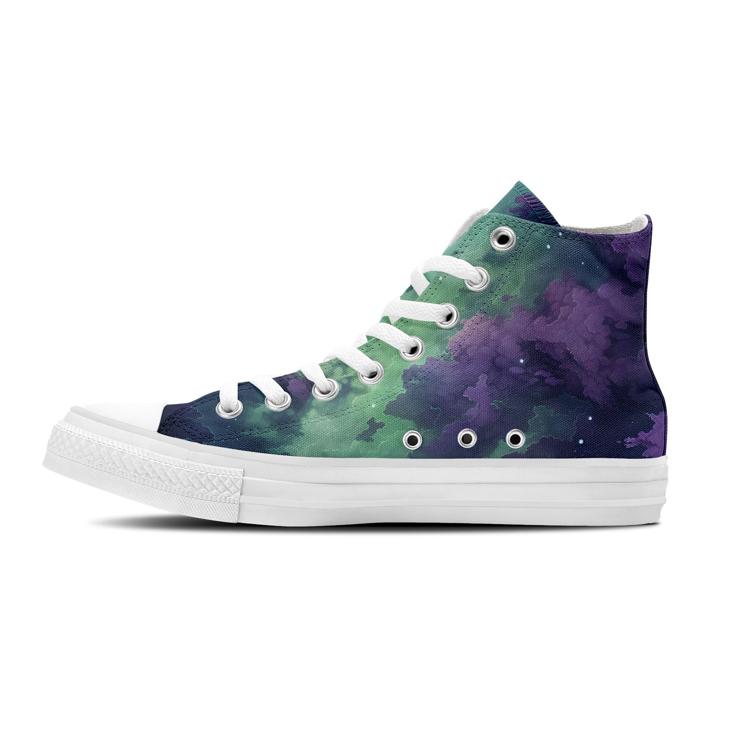 Galactic Allure: Men and Women's Mid-Top Canvas Shoes - Explore the Cosmos with Night Sky Elegance