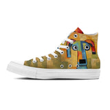 Artistic Kitties: Men and Women's Mid-Top Canvas Shoes - Elevate Your Style with Central-High Canvas Shoes Featuring the Charming Playfulness of Cat Artistry