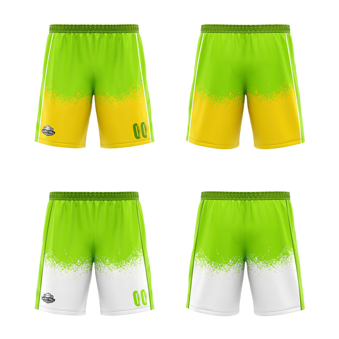 Custom Reversible Basketball Suit for Adults and Kids Personalized Jersey White-Neon Green