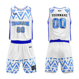 custom triangle basketball suit kids adults personalized jersey white