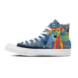 Feline Fantasia: Unleash Your Creative Side with Central-High Canvas Shoes - Unisex Fashion Adorned with the Captivating Grace of Artistic Cat Prints