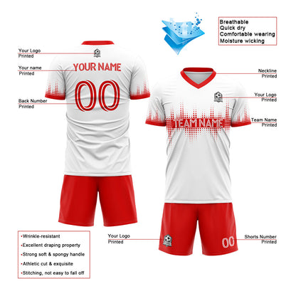 custom soccer uniform jersey kids adults personalized set jersey shirt white-red